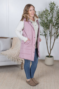 Harlow Long Vest - Blush