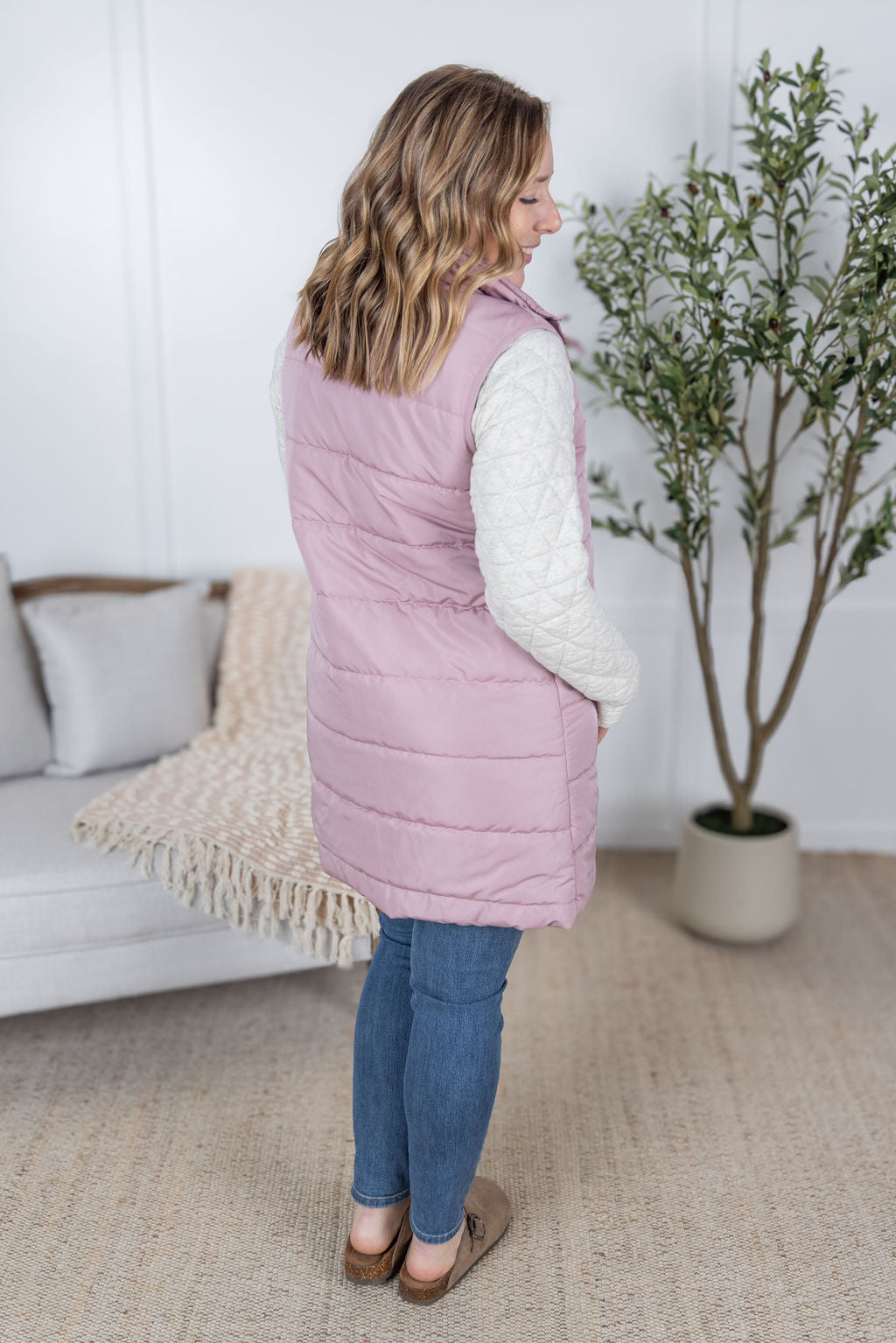 Harlow Long Vest - Blush