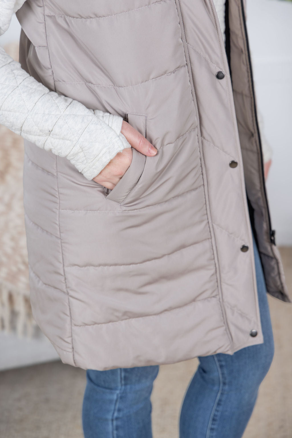 Harlow Long Vest - Latte