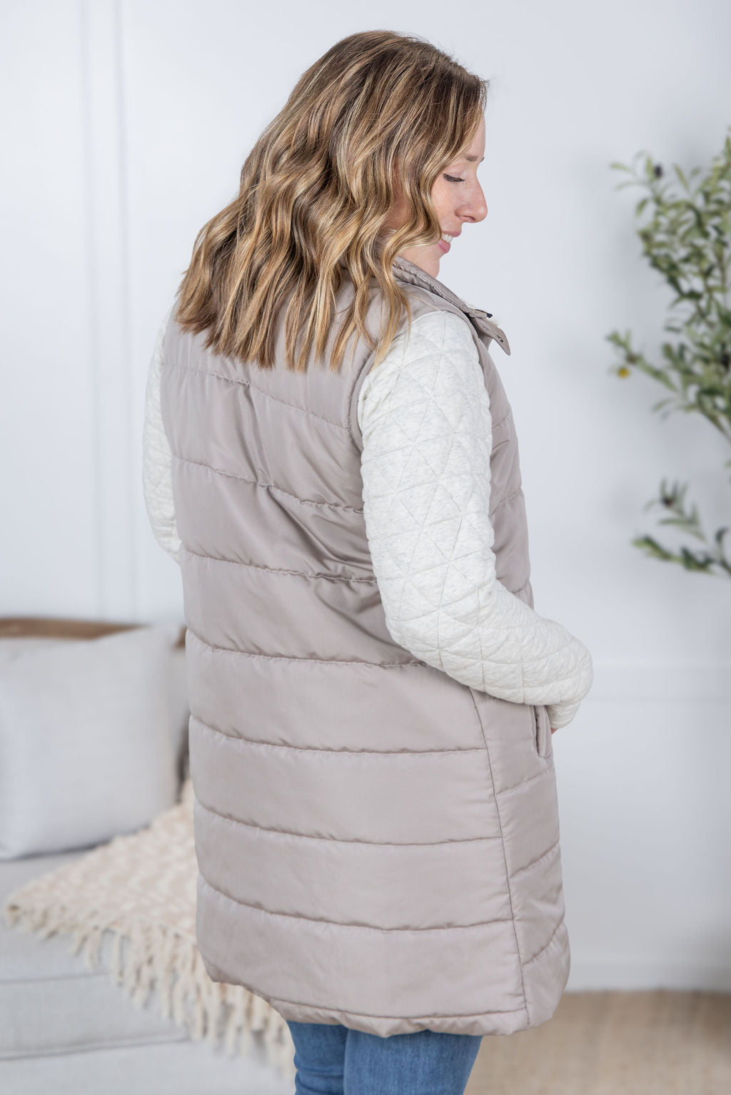 Harlow Long Vest - Latte