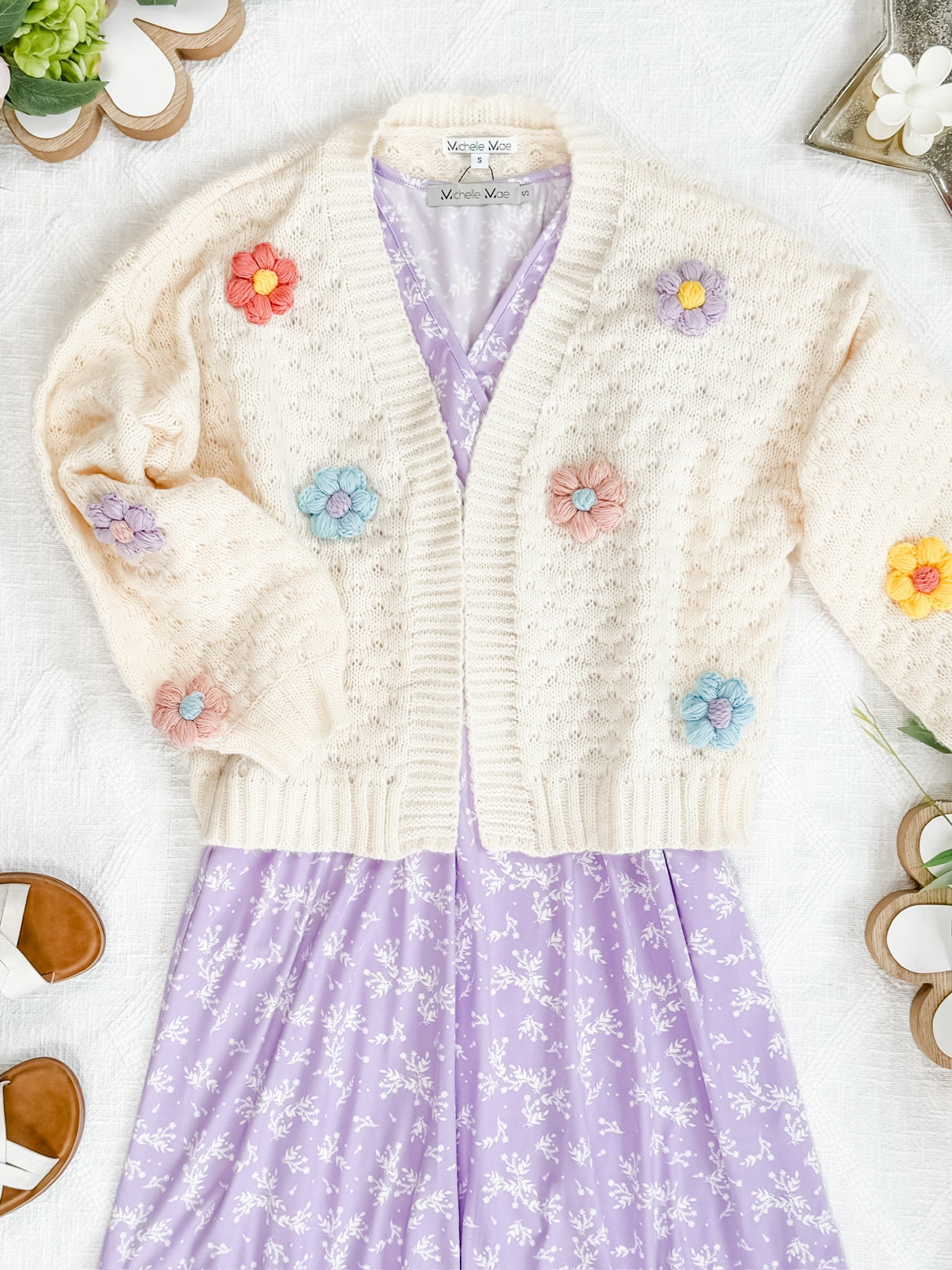 Flower Cardigan - Ivory