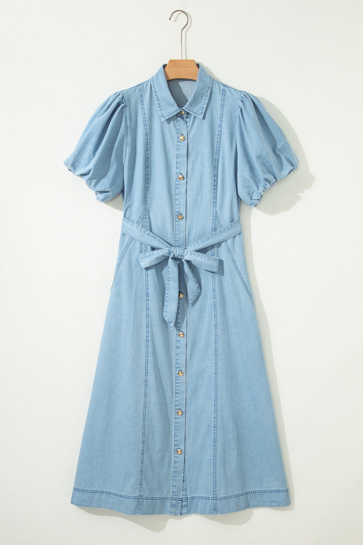 Bubble Sleeve Long Denim Dress WTW