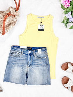 Tara Ribbed Tank - Yellow