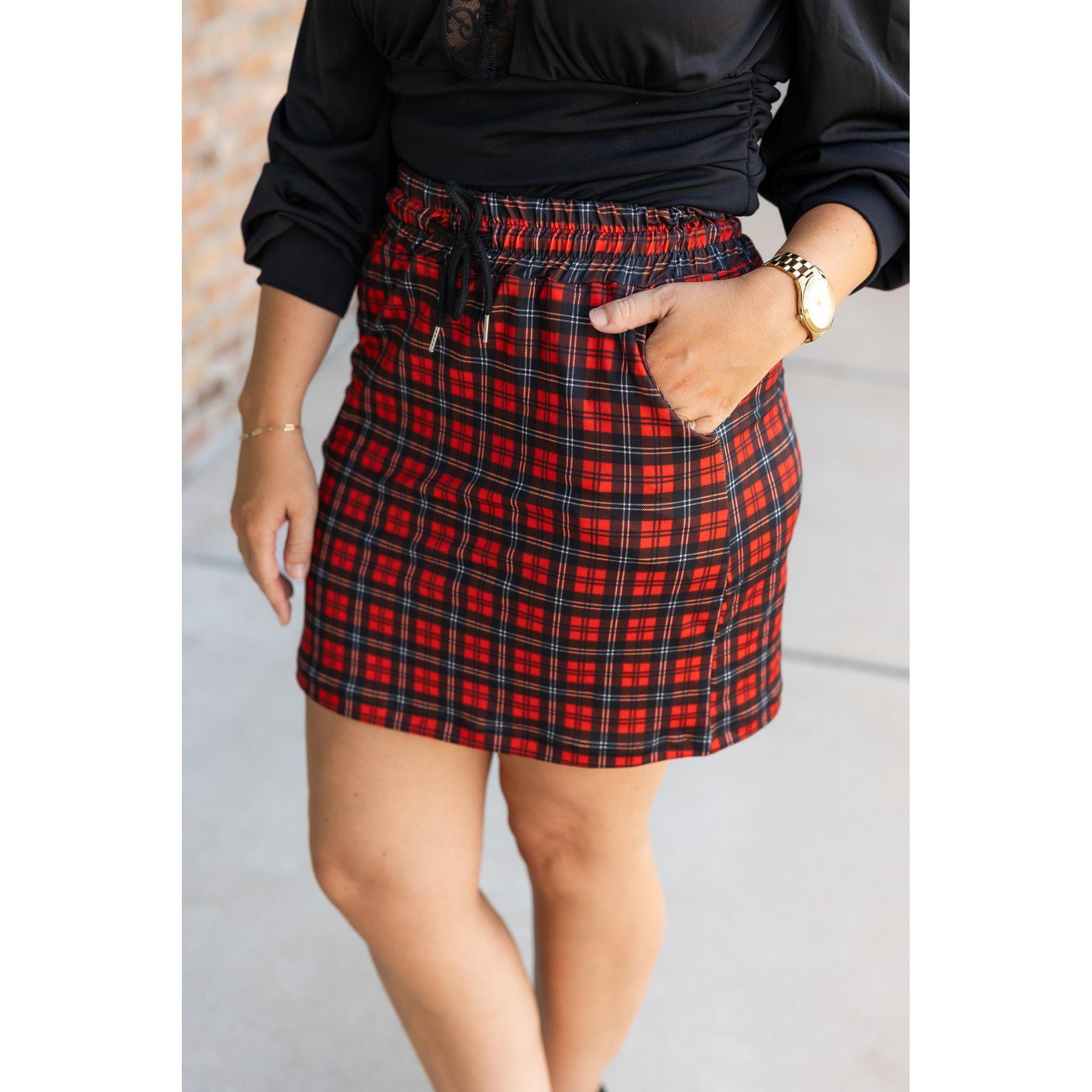 Ready to Ship | The Helena – Red Plaid Jogger Skirt ❤️🖤