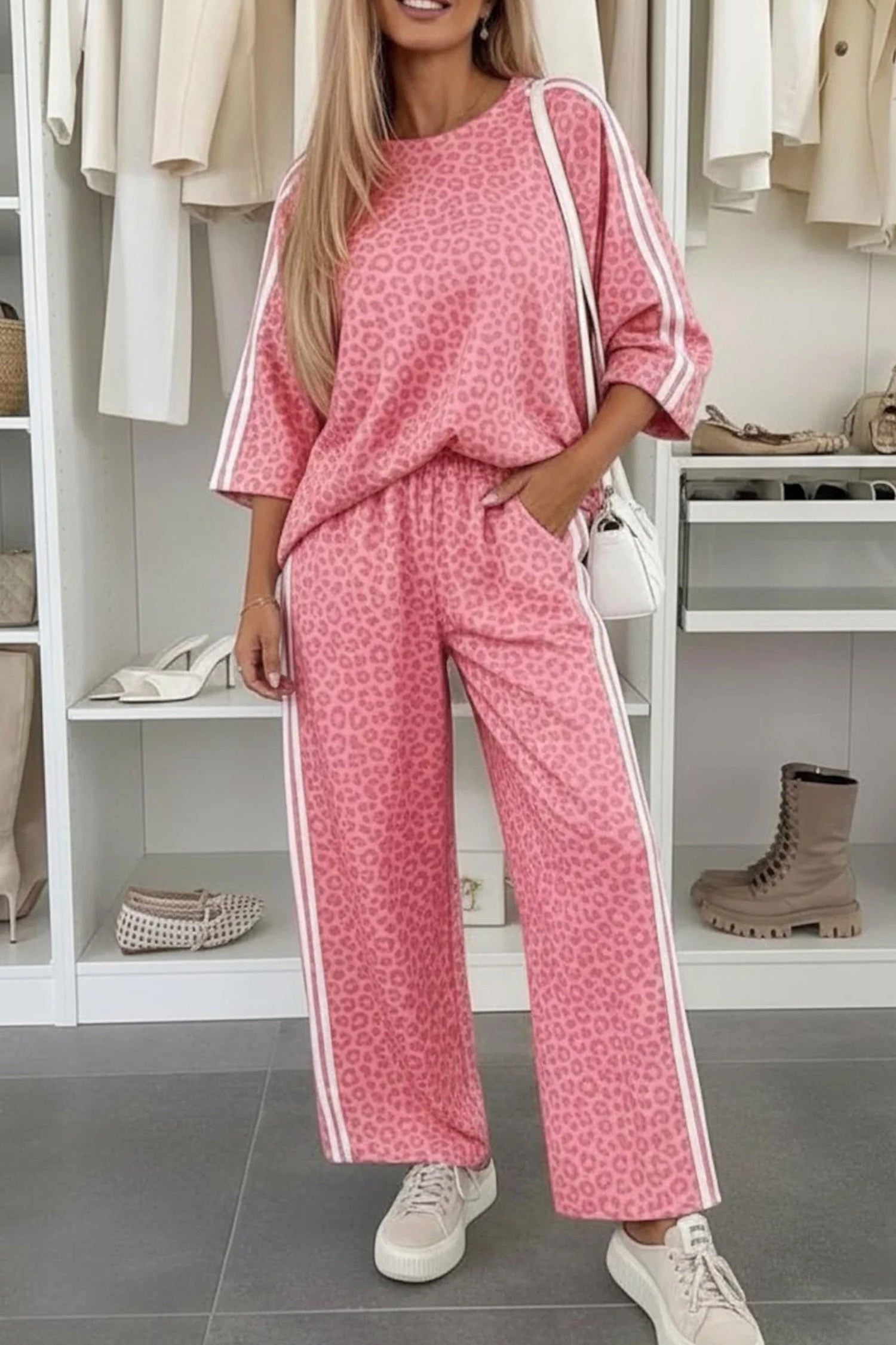 Leopard Varsity Stripe Pant Set WTW