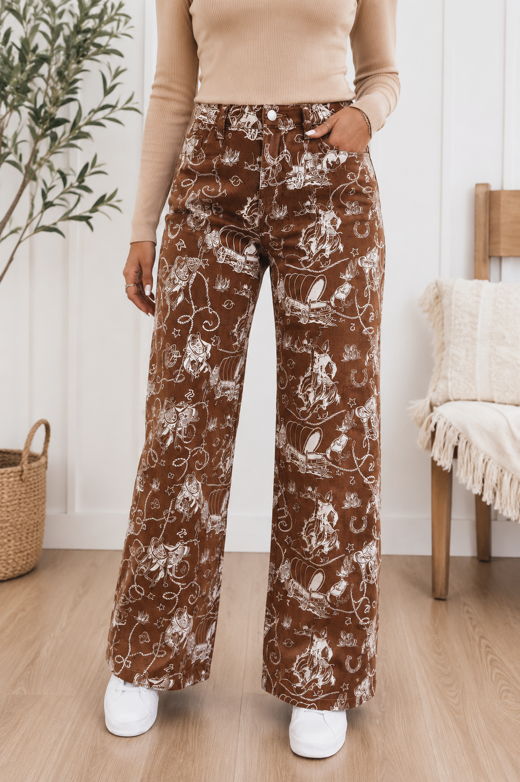 Brown Western Casual Jeans WTW