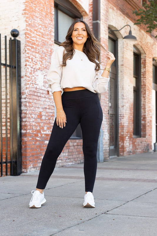 BLACK FULL-LENGTH Leggings with POCKET  -