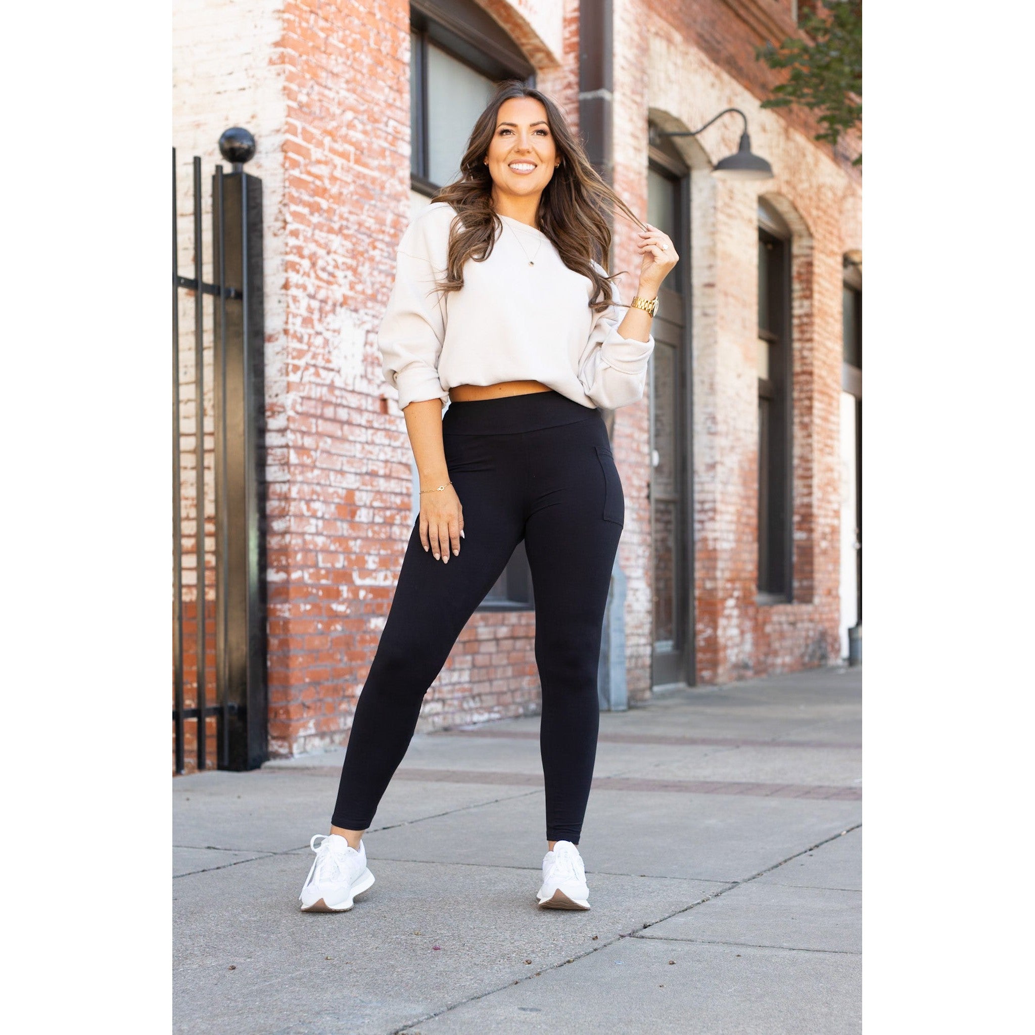 Buttery soft black leggings for women with high waistband