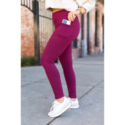 *Ready to Ship | Maroon Full Length Leggings with Pocket