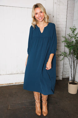 Saphire Skies Woven Crinkled Dress