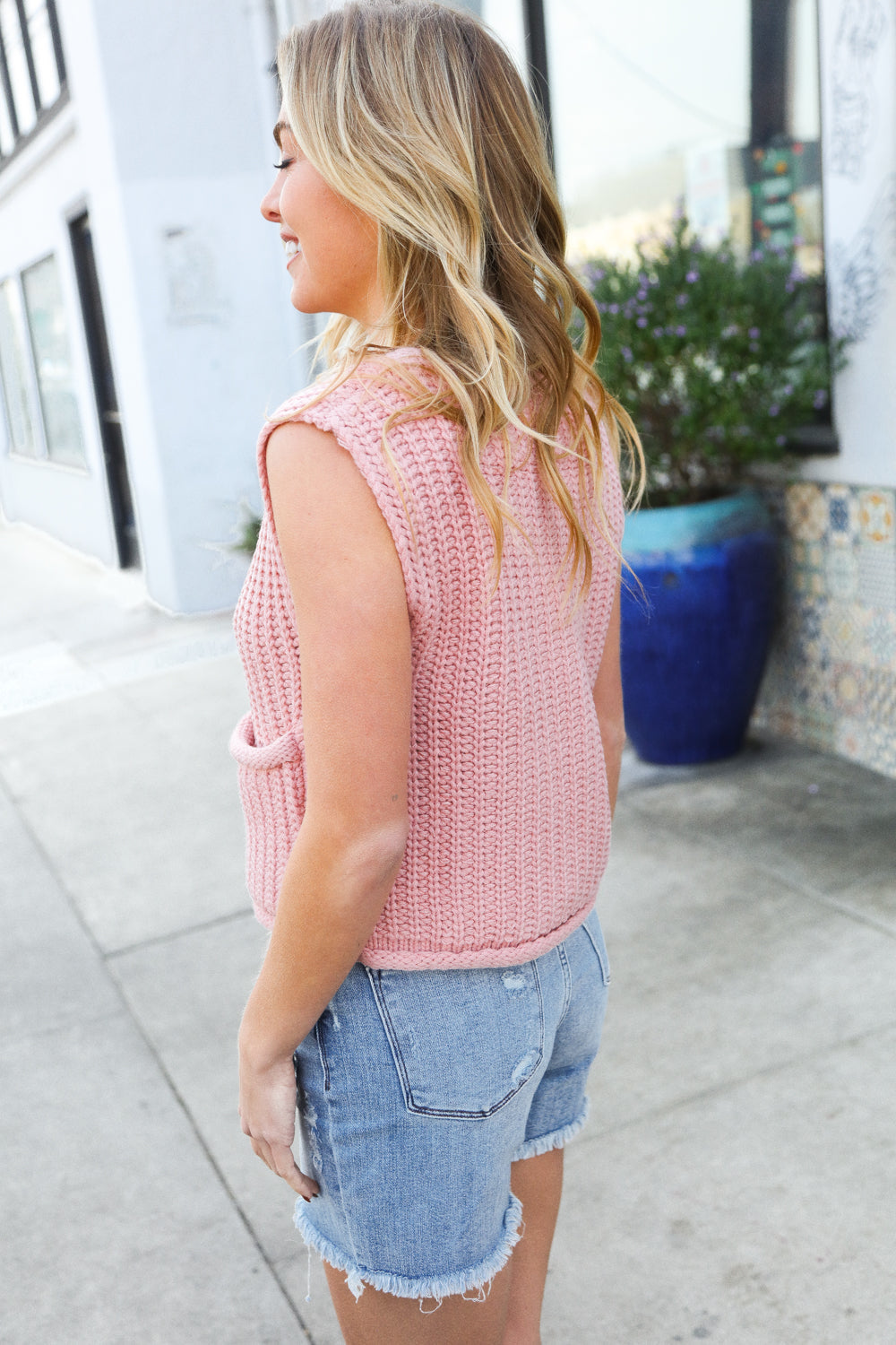 Classy Chic Gold Button Down Chunky Sweater Vest