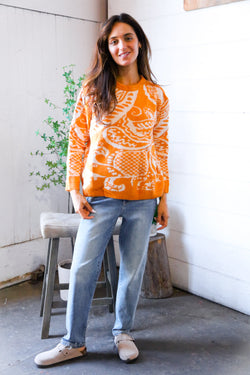 Spice at Sunrise Orange Cozy Knit Pullover