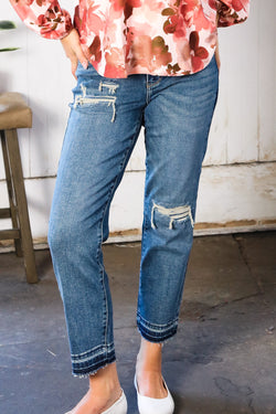Boyfriend Fit Rip Denim Jeans