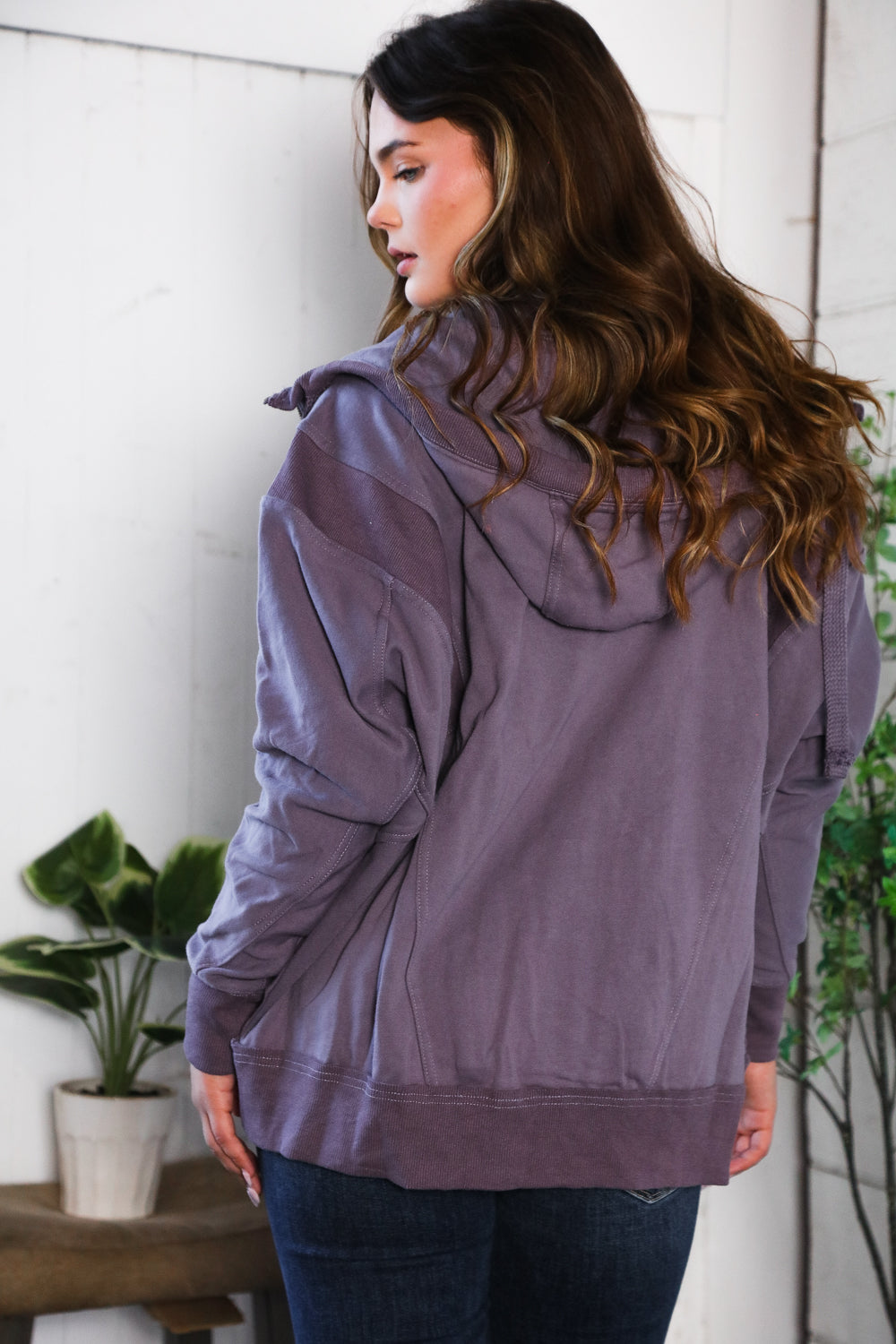 A Cozy Wanderer Dusty Velvet Zip Up Jacket