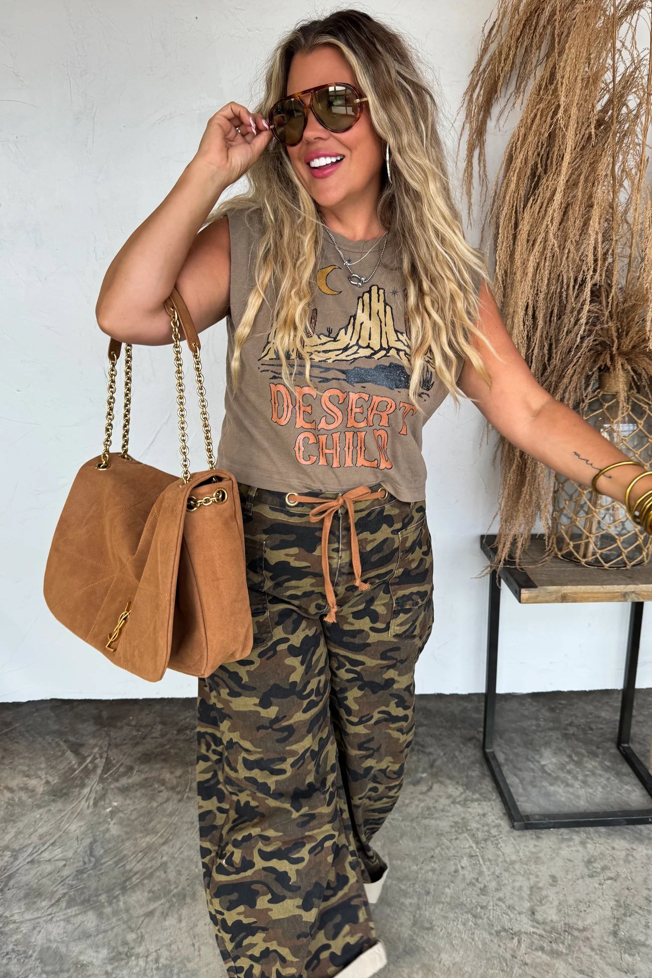 PREORDER- BROGAN CAMO BARREL JEANS