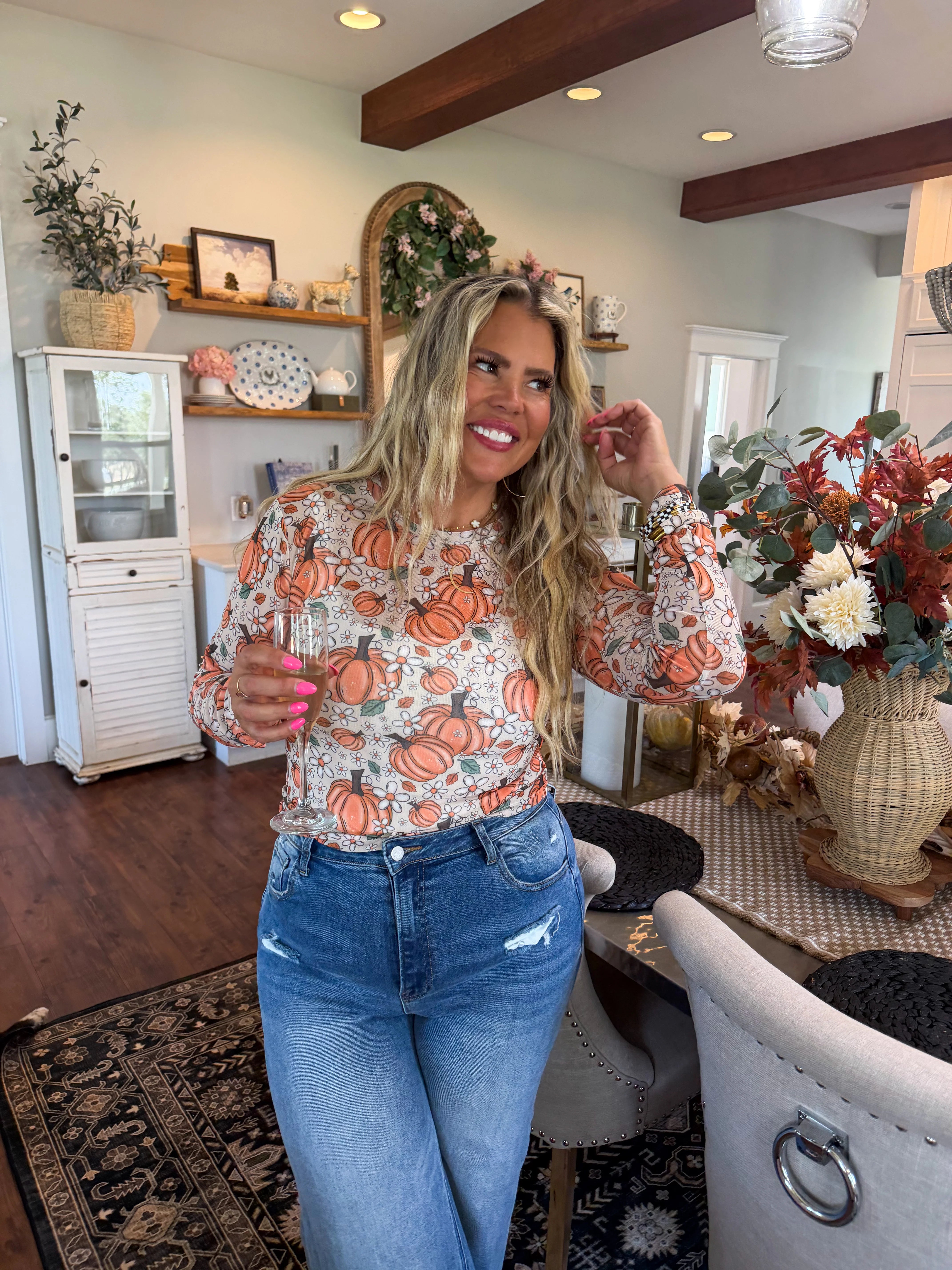 PREORDER- HARVEST BLOOM MESH TOP