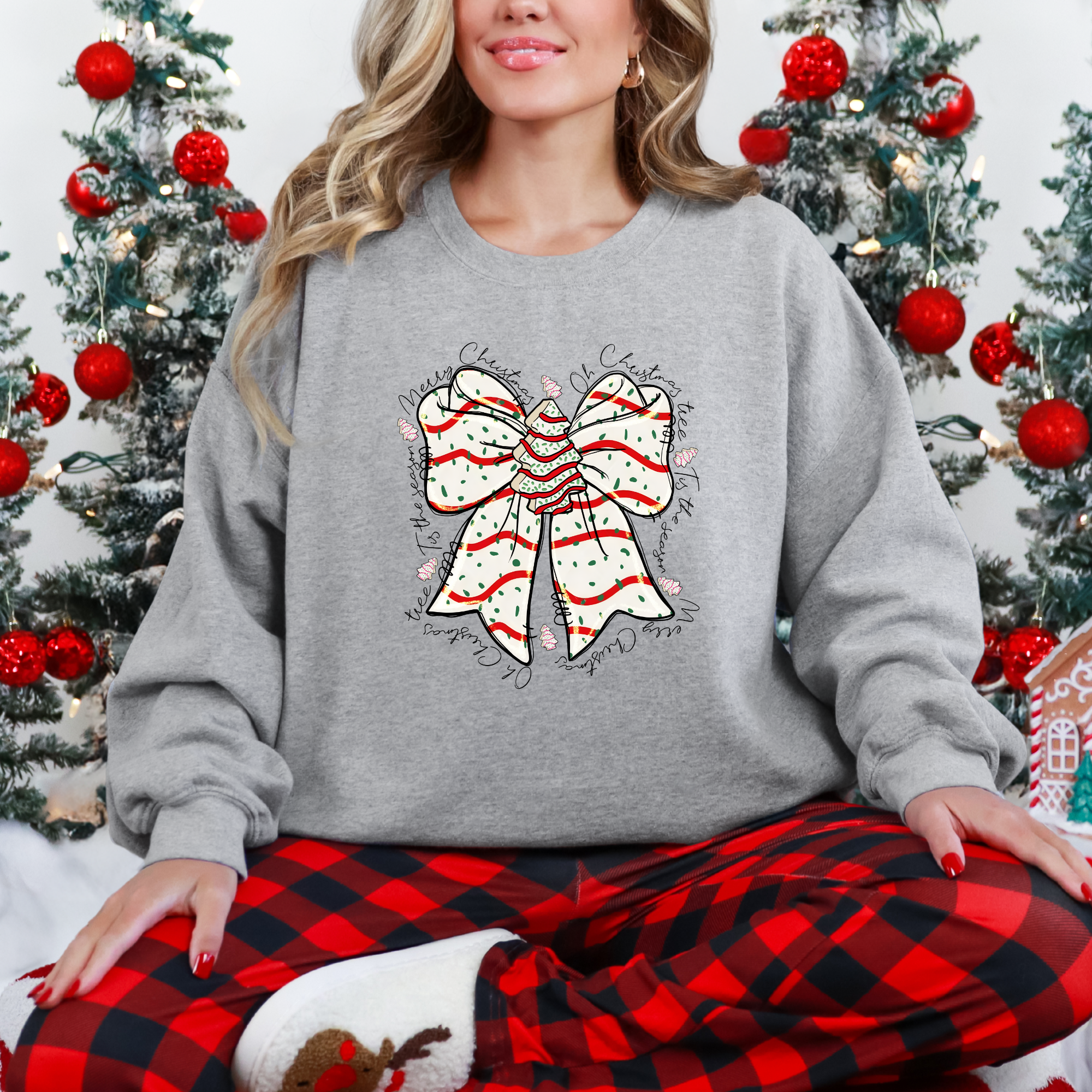 Retro Christmas Tree Bow Sweatshirt