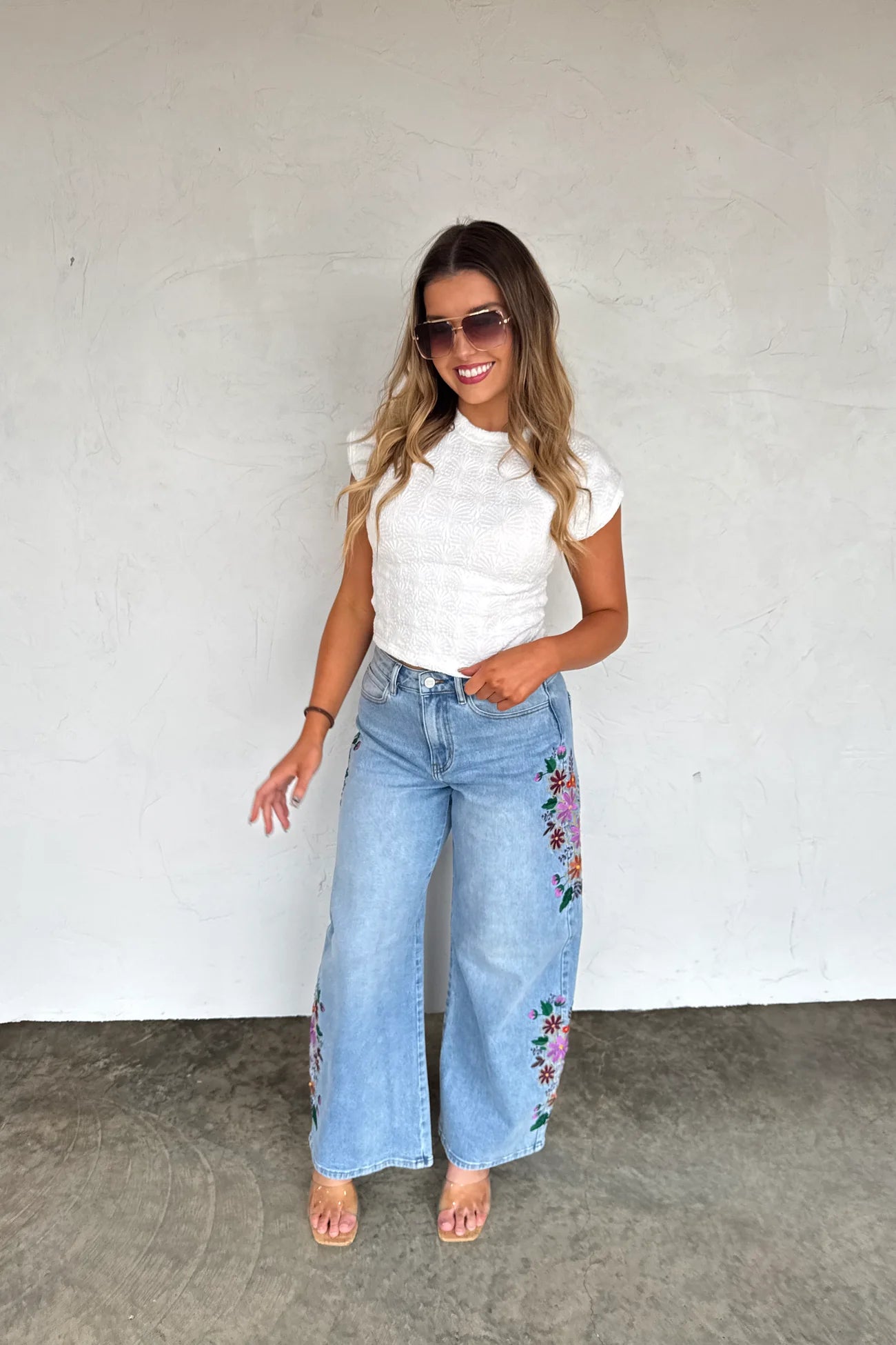 PREORDER- EVIE FLORAL EMBROIDERED JEANS