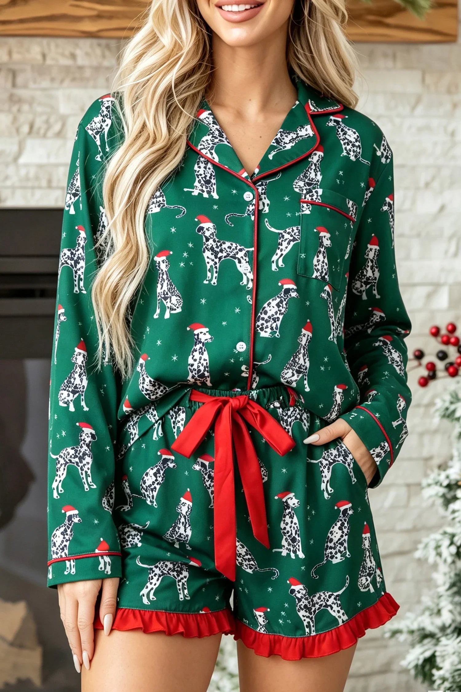 Long Sleeve Dog Print Two Piece Set WTW