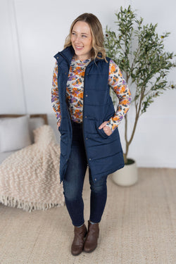 Harlow Long Vest - Navy