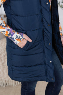 Harlow Long Vest - Navy