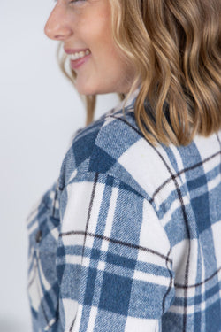 Norah Plaid Shacket - Blue Mix