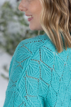 Open Knit Cardigan - Dusty Aqua