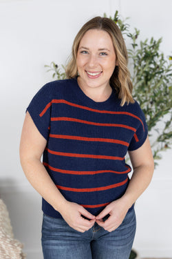 Striped Sweater Top - Navy