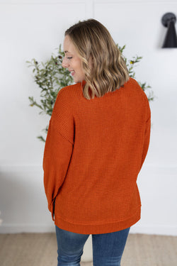 Waffle Knit Long Sleeve Top - Pumpkin