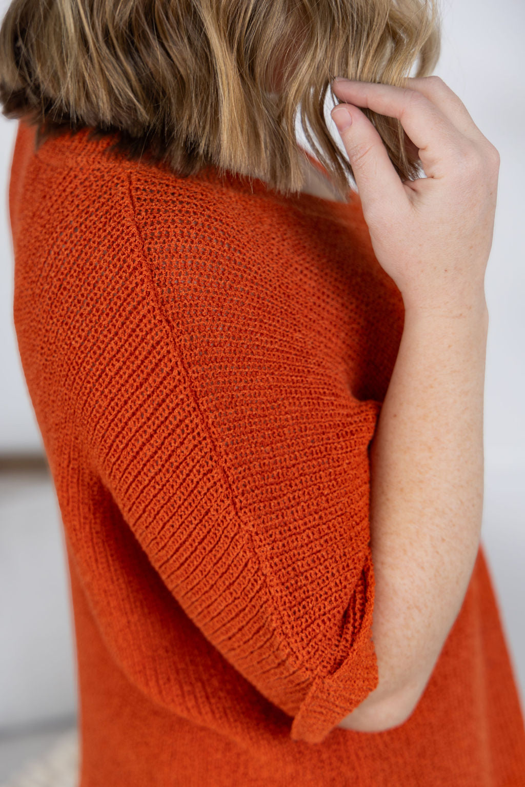 Annie Open Knit Top - Pumpkin