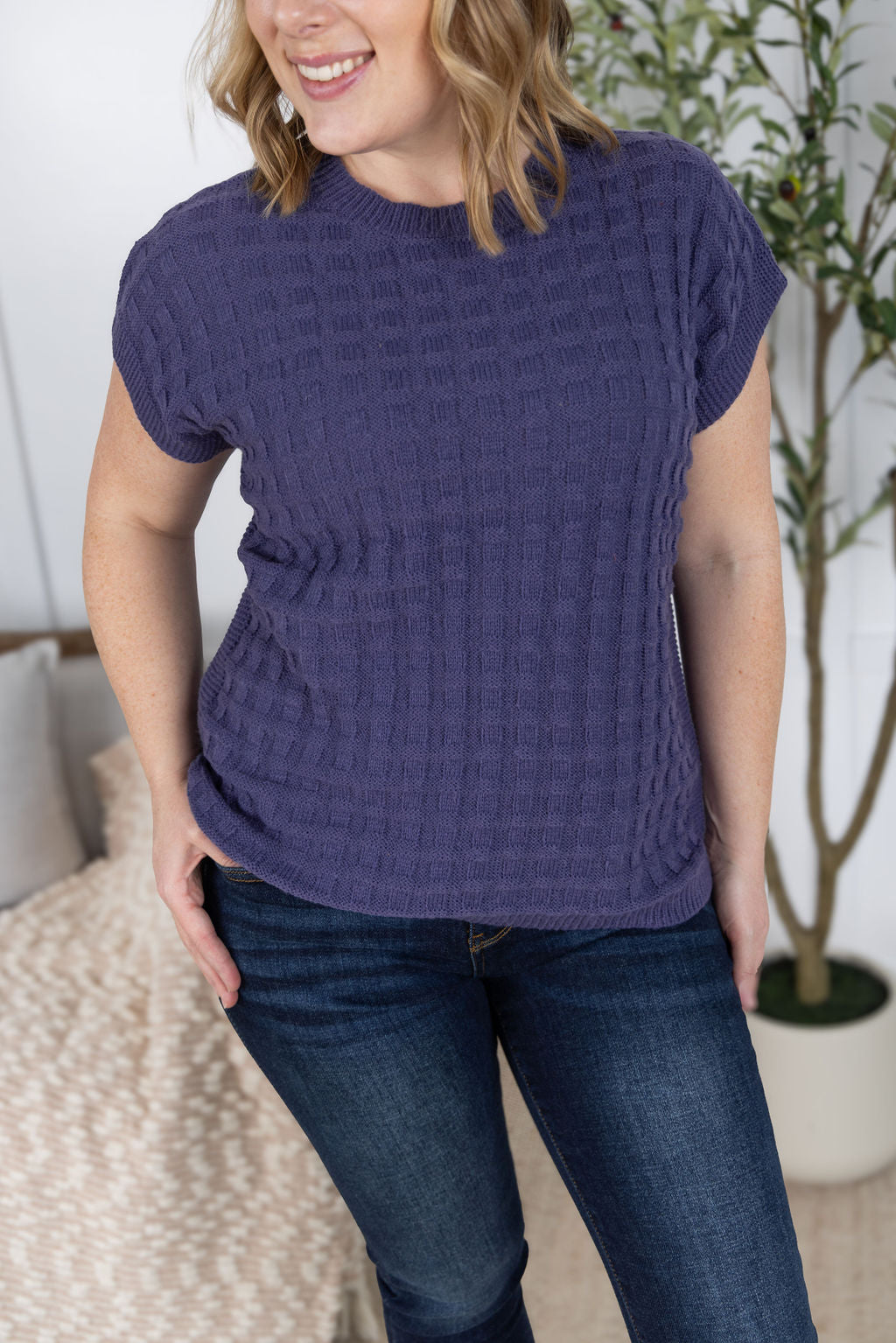Kelly Knitted Top - Slate Purple