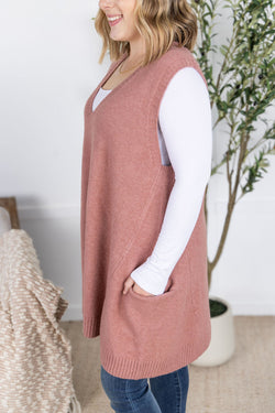 Tunic Sweater Vest - Rose