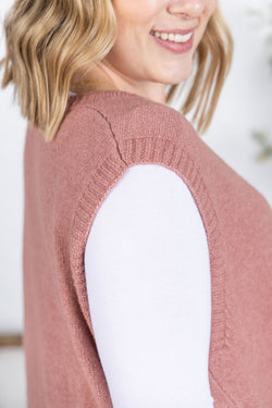 Tunic Sweater Vest - Rose