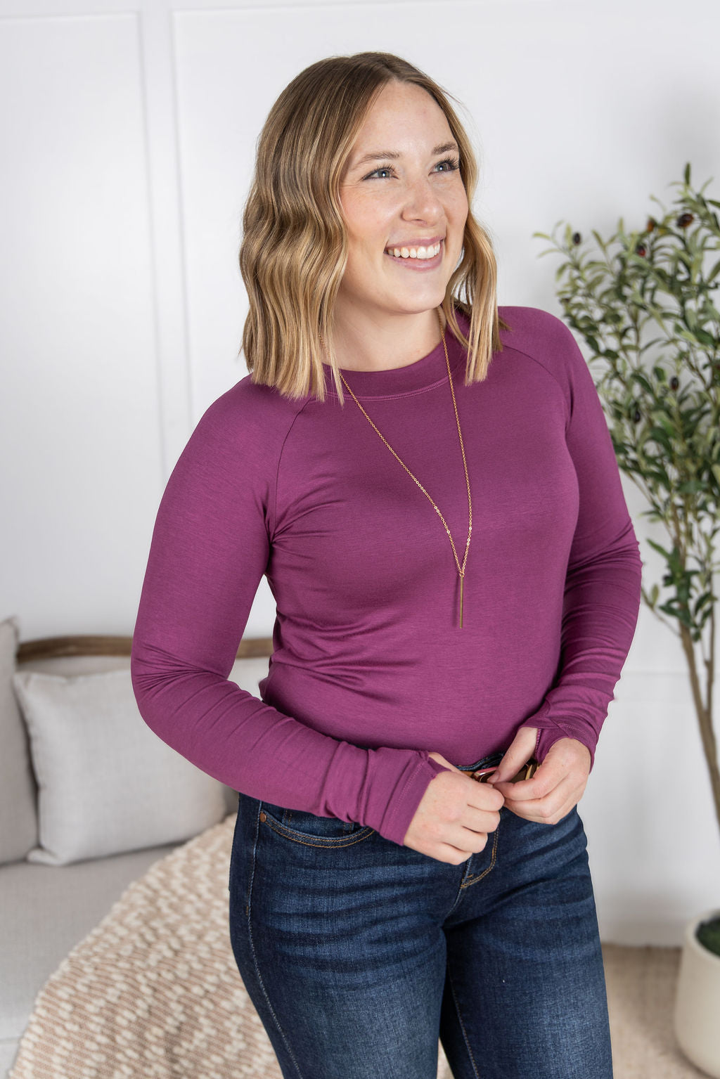 Blair Long Sleeve Top - Mulberry