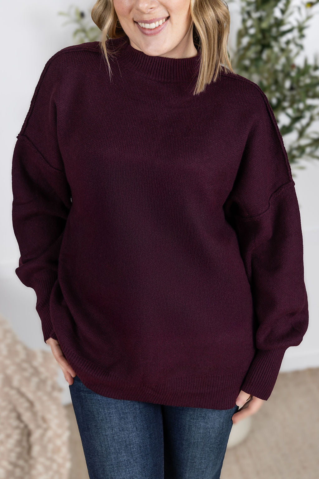 Aurora Cozy Sweater - Burgundy