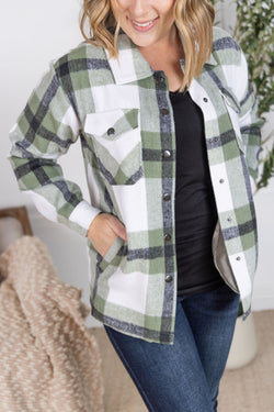 Norah Plaid Shacket - Sage Mix
