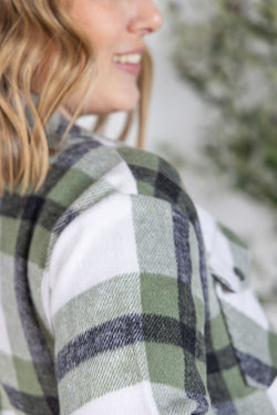 Norah Plaid Shacket - Sage Mix