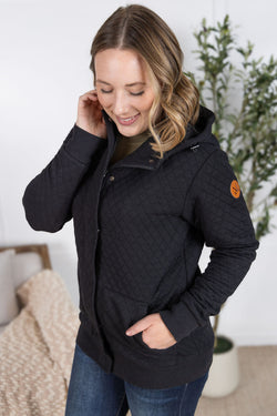 Kyla Zipper Snap Jacket - Black