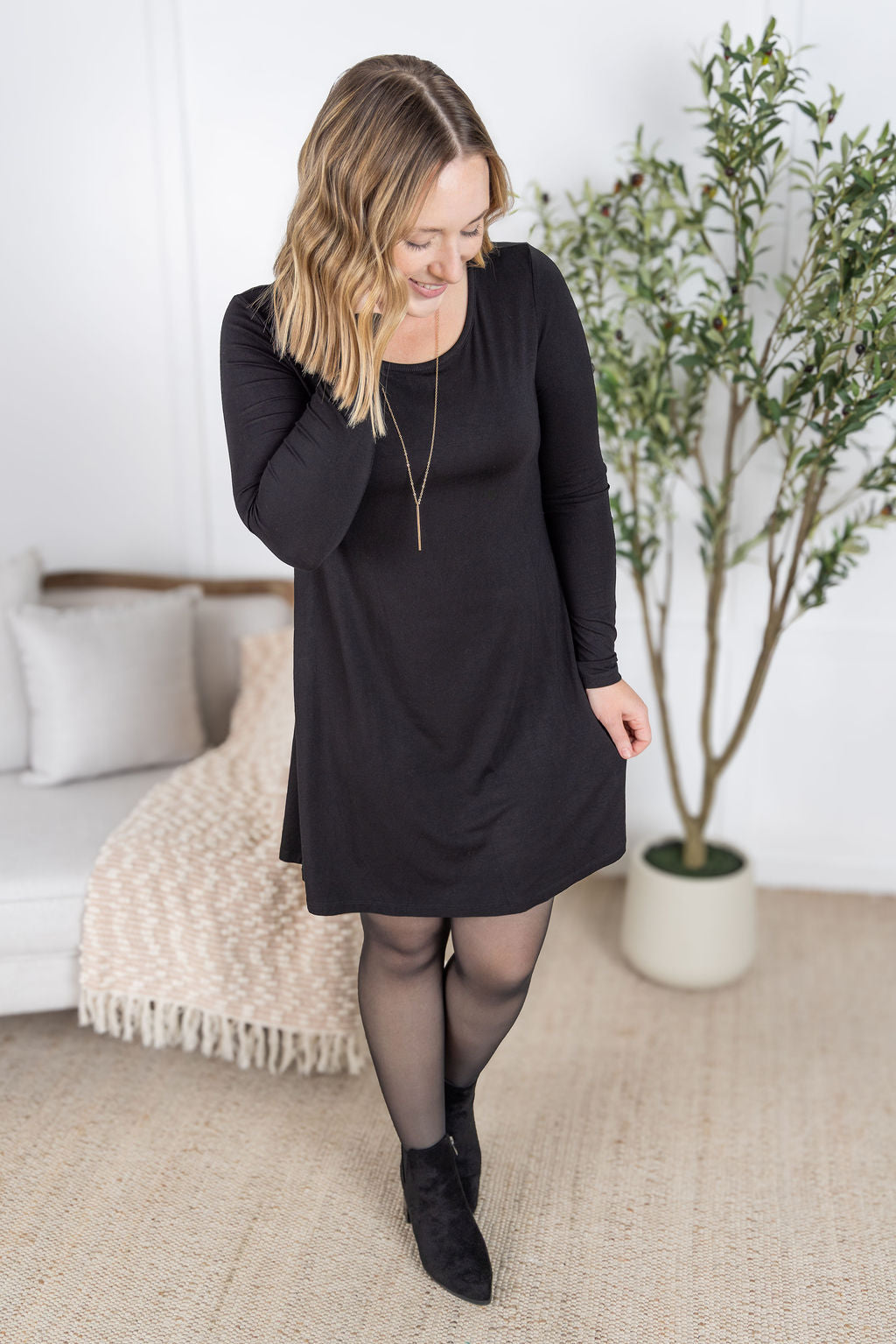 Savannah Bamboo Swing Dress - Black