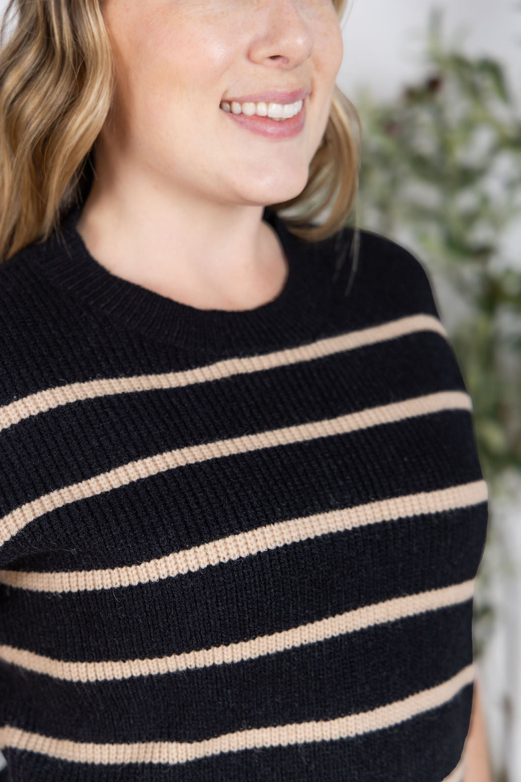 Striped Sweater Top - Black