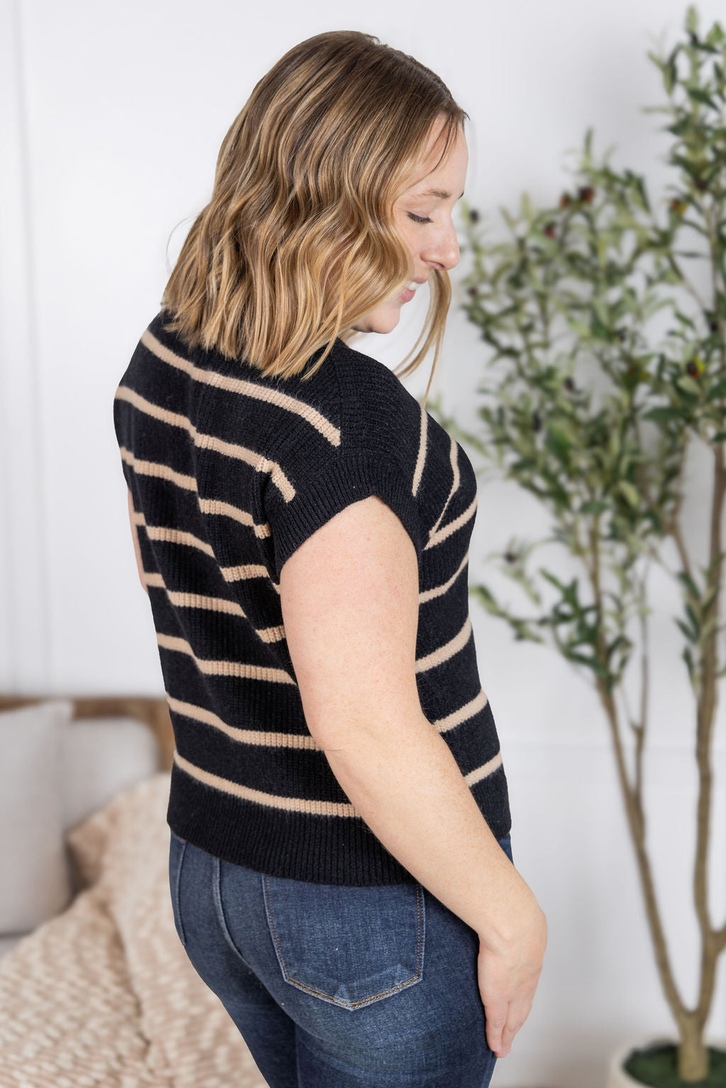 Striped Sweater Top - Black