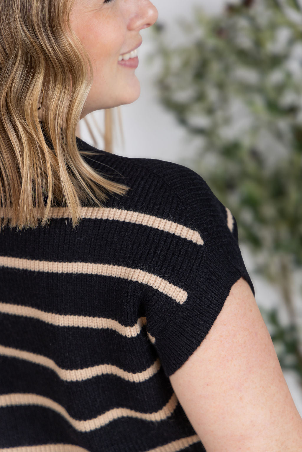 Striped Sweater Top - Black