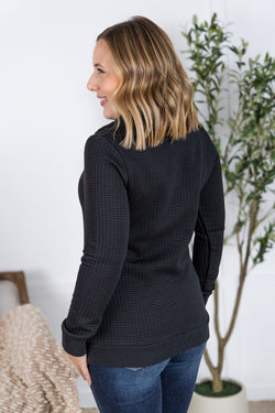Whitley Waffle Snap Pullover - Black