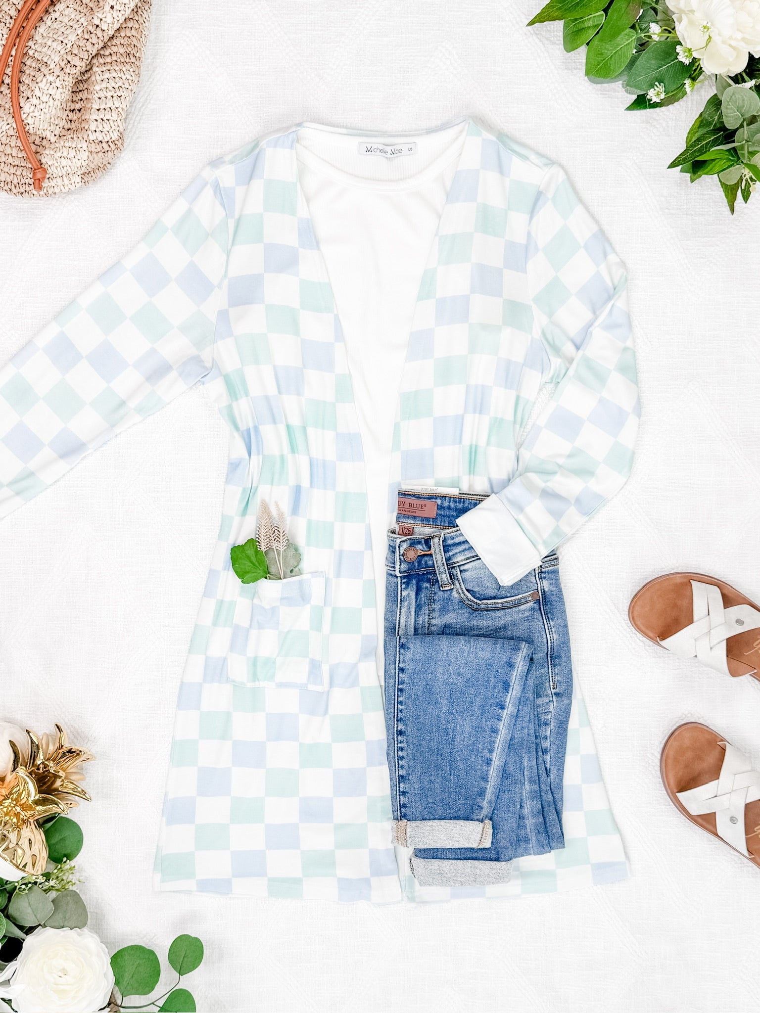 Classic Cardigan - Blue and Mint Checker MM EXCLUSIVE