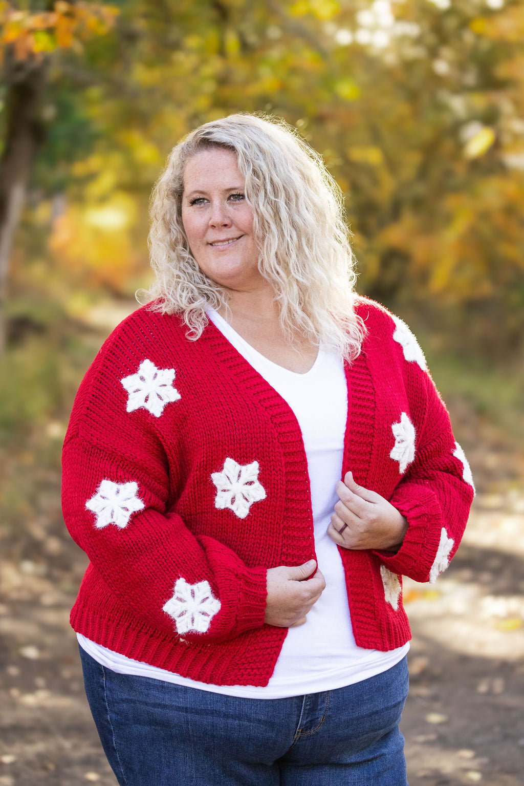 Snowflake Cardigan - Red