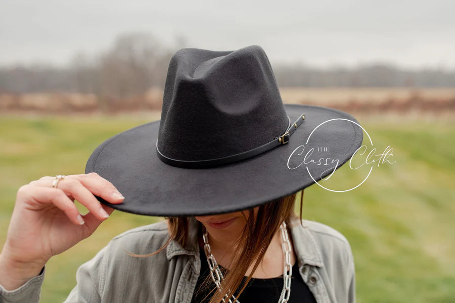 Wide Brim Hat w/ Belt - Black RTS