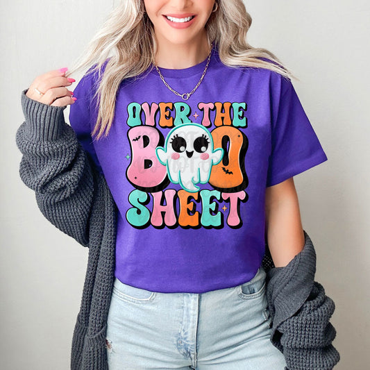 Over The Boo Sheet Faux Embroidery  GRAPHIC TEE