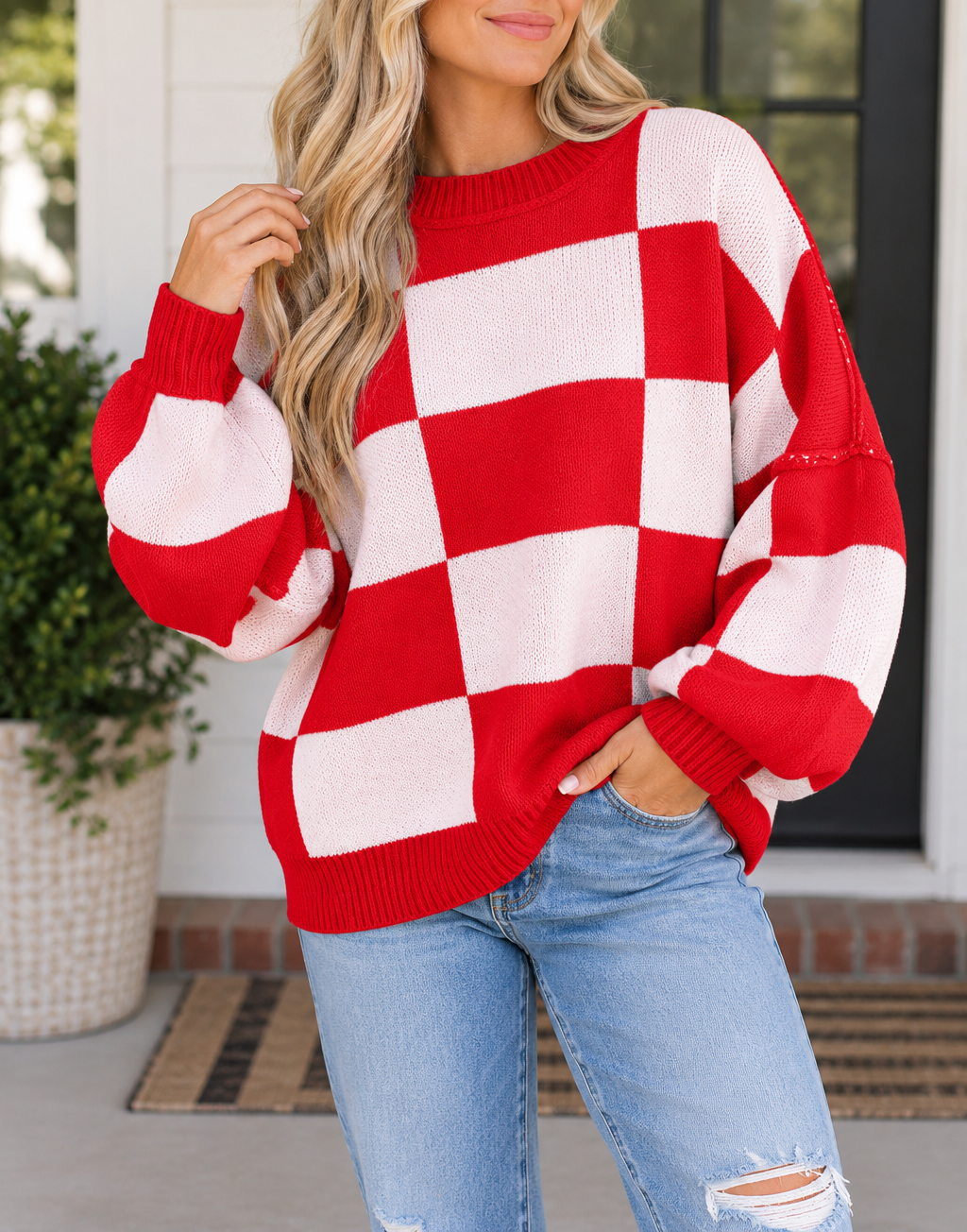 Red Checkered Sweater WTW