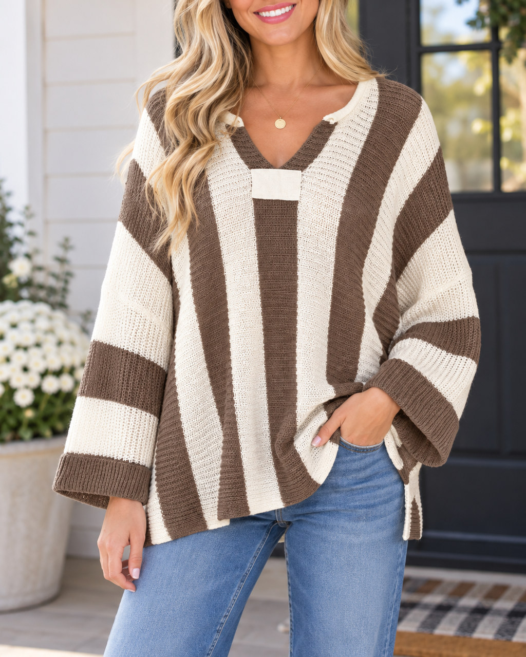Stripe V Neck Sweater WTW