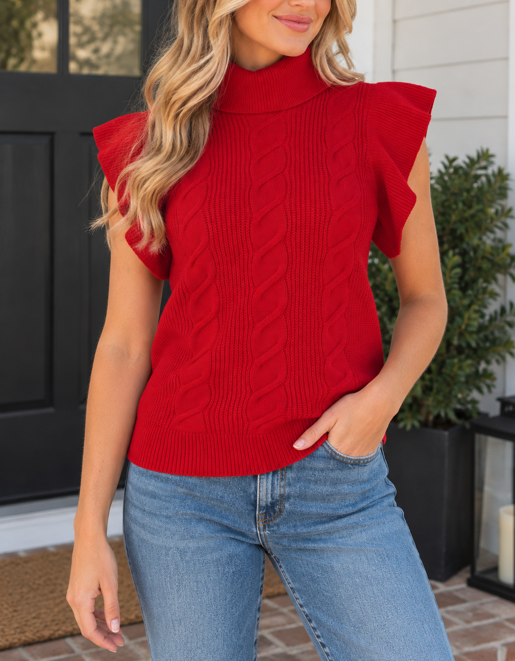 Cable Knit Ruffled Sweater WTW